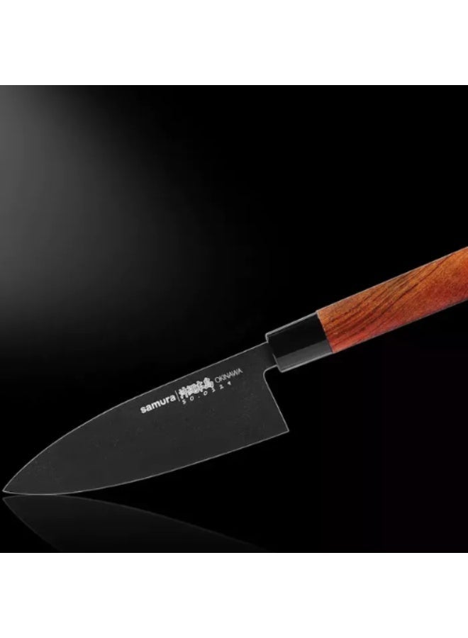 Samura Okinawa Stonewash Deba Knife 170 mm | Single‑Edged AUS‑8 Steel Blade | Traditional Rosewood Handle | Professional Japanese Chef Knife for Filleting Fish, Poultry, and Meat | Kitchen Gift Box - Image 5